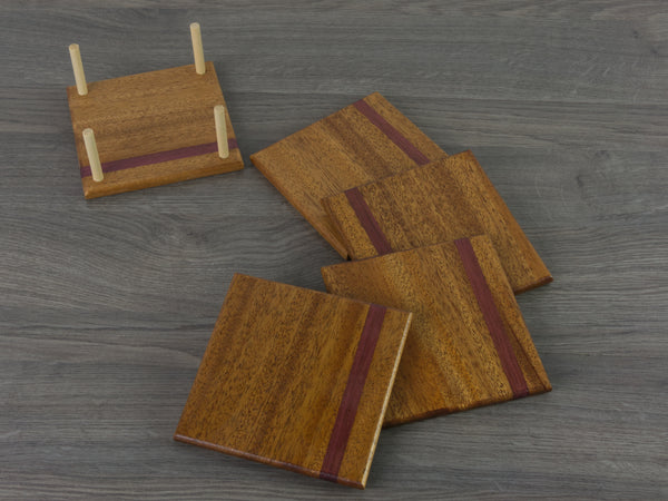 Mahogany with Purpleheart Stripe Coaster