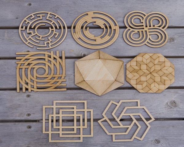 Shaded Hexagon Wooden Coaster - Set of 4