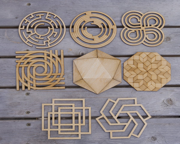 Octagon Facets Wooden Coaster - Set of 4