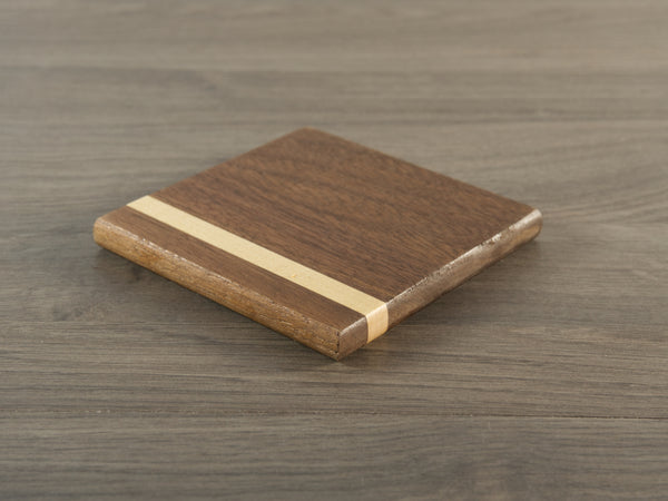 Walnut Coasters with Maple Stripe